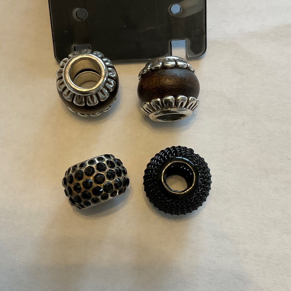 Set of Four Brighton Silver and Black Beads